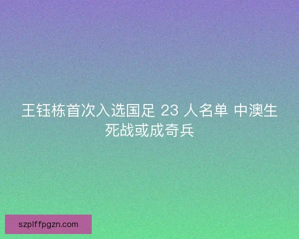 王钰栋首次入选国足 23 人名单 中澳生死战或成奇兵