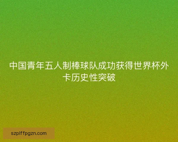 中国青年五人制棒球队成功获得世界杯外卡历史性突破